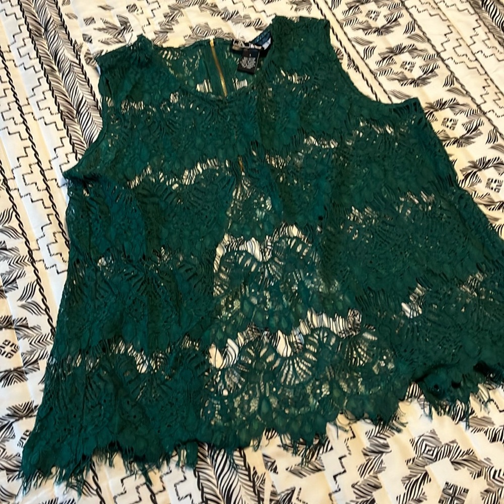 INNY Green Lace Top Size L